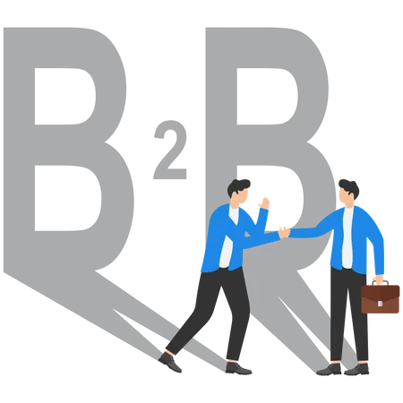 Two Businessmen Shaking Hands Block B 2 B Business To Business Networking Technology Marketing And Internet Modern Vector Illustration In Flat Style Illustration