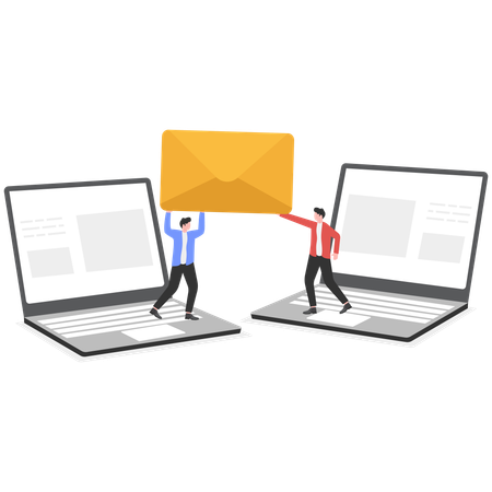 Two businessmen sharing business mail  Illustration