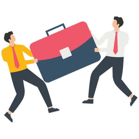 Two businessmen snatching a briefcase  Illustration