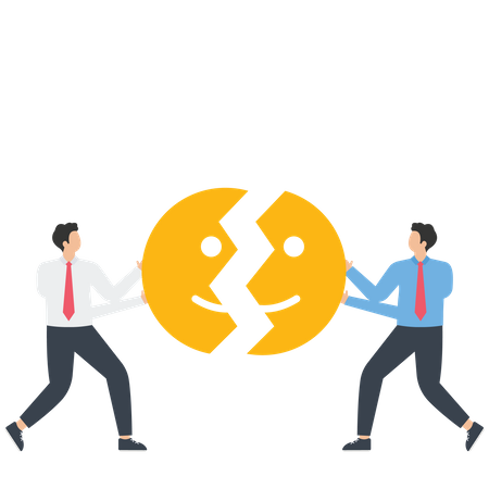 Two businessmen under the mask stand face to face  Illustration