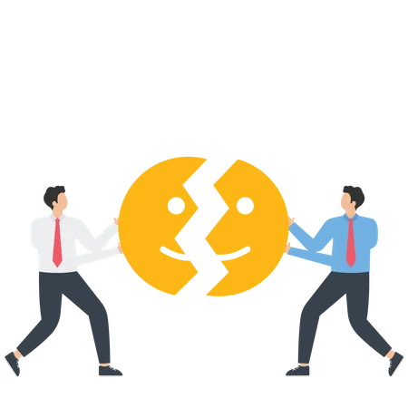 Two businessmen under the mask stand face to face  Illustration