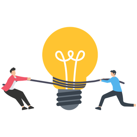 Two businessmen vying for light bulb  Illustration