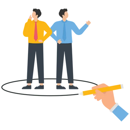 Two businessmen were trapped by a circle  Illustration