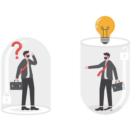 Two businessmen with different thinking  Illustration