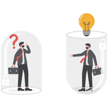 Two businessmen with different thinking  Illustration