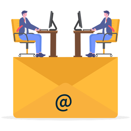 Two businessmen working on business mail  Illustration