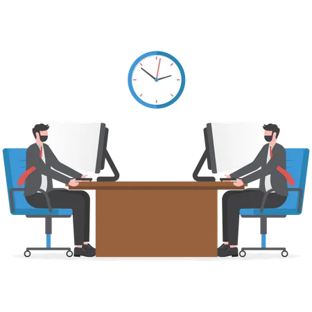 Two Businessmen working overtime  Illustration