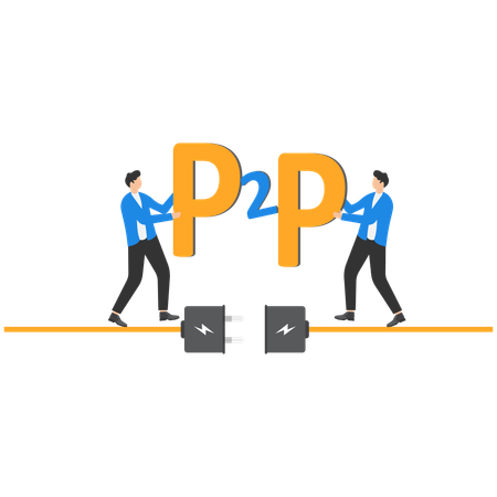 Two businessmen working Peer to peer business communication  Illustration
