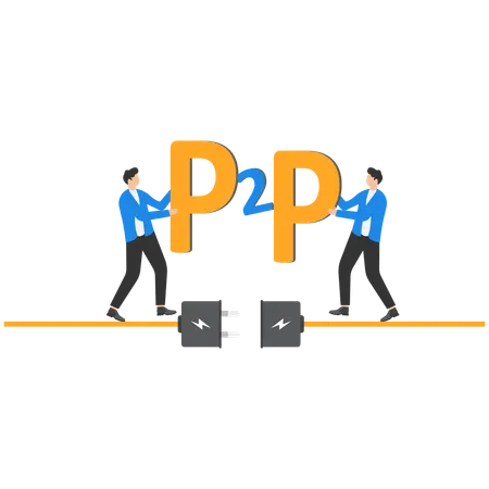 Two businessmen working Peer to peer business communication  Illustration