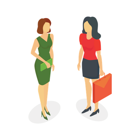Two businesswoman talking about business  Illustration