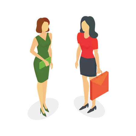 Two businesswoman talking about business  Illustration