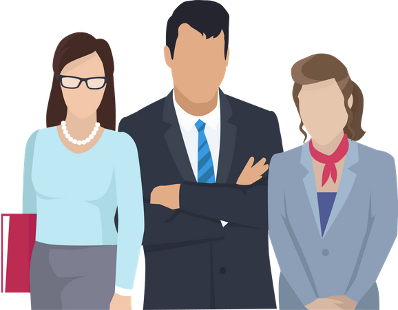 Two businesswomen and one businessman in the office  イラスト