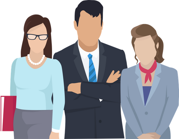 Two businesswomen and one businessman in the office  Illustration