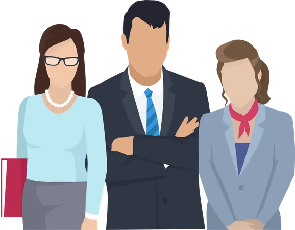 Two businesswomen and one businessman in the office  Illustration