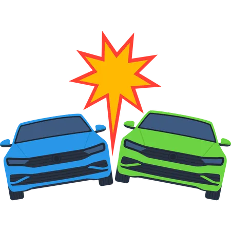 Two car collided with explosion  Illustration