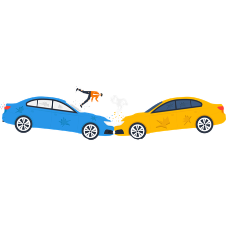 2台の車が衝突する  イラスト