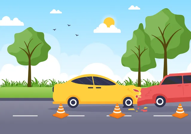 Two Cars Accident  Illustration