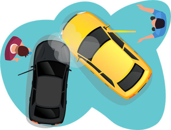 Two cars collide  Illustration