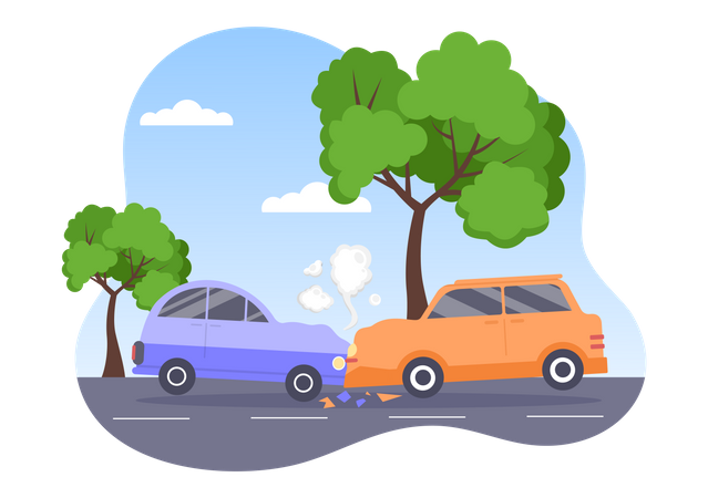 Two Cars Colliding  Illustration