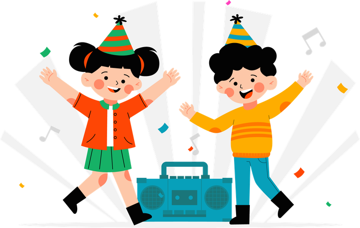 Two children celebrating party  Illustration