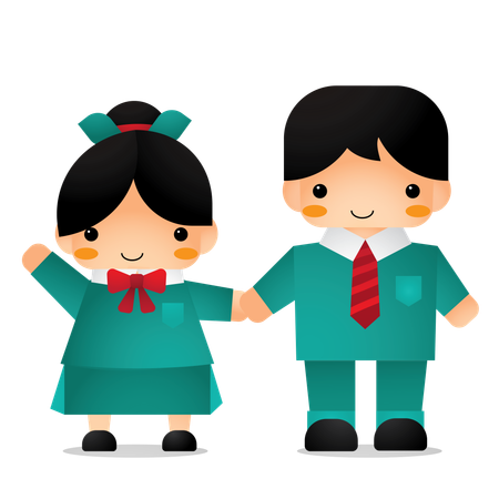 Two children holding hands  Illustration