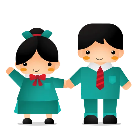 Two children holding hands  Illustration