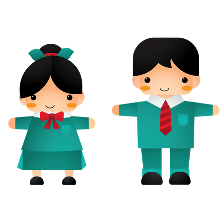 Two children holding hands  Illustration