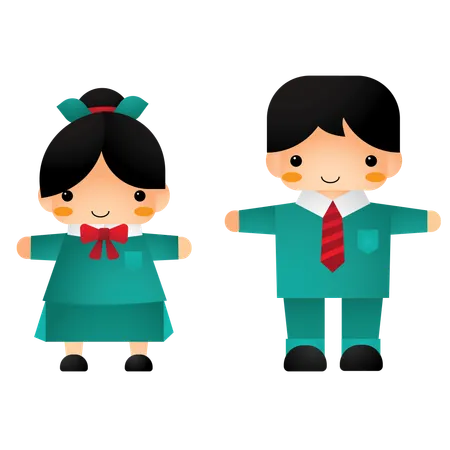 Two children holding hands  Illustration