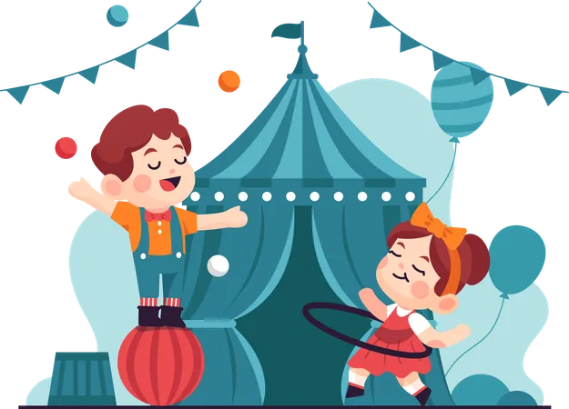 Two children playing acrobatics  Illustration