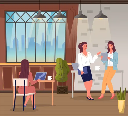 Two colleagues talking in the office  Illustration