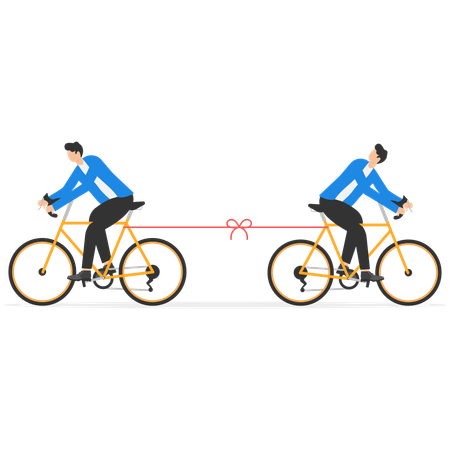 Two cycles are moving in the opposite direction  Illustration