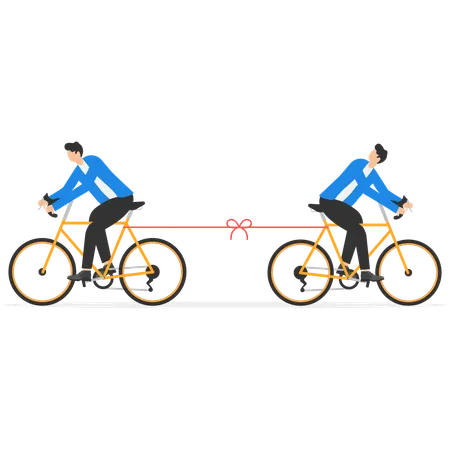 Two cycles are moving in the opposite direction  Illustration