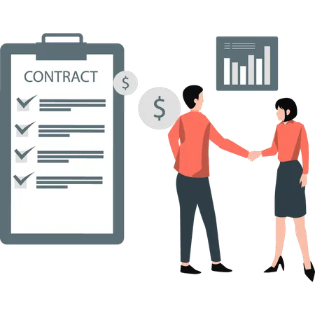 Two dealers finalized contract  Illustration