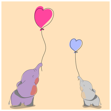 Two elephant with balloons Illustration