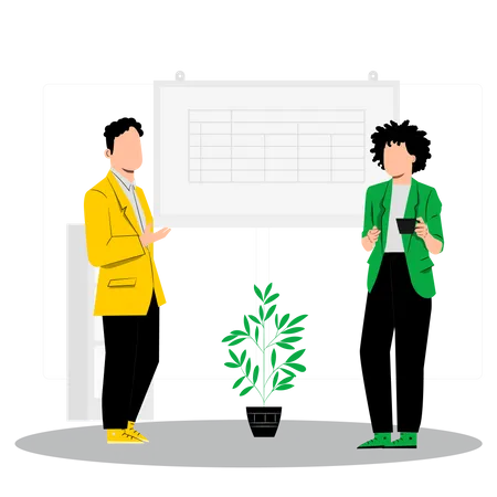 Two employees discuss about business planning  Illustration