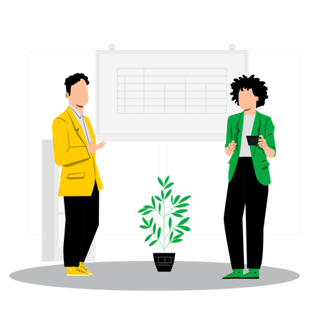 Two employees discuss about business planning  Illustration