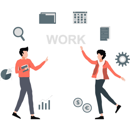 Two employees had enjoying their work  Illustration