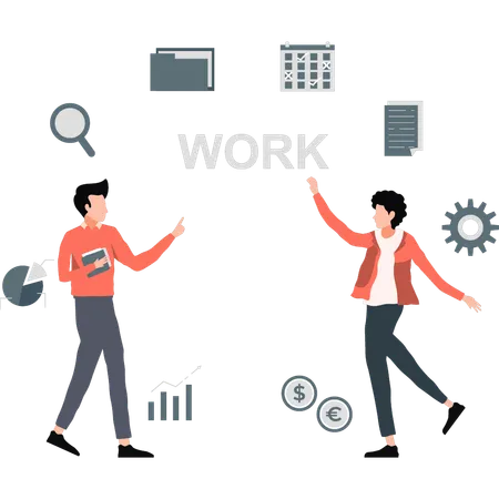 Two employees had enjoying their work  Illustration