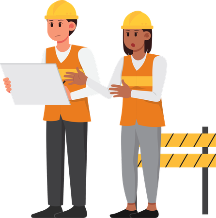 Two Engineers Working together  Illustration