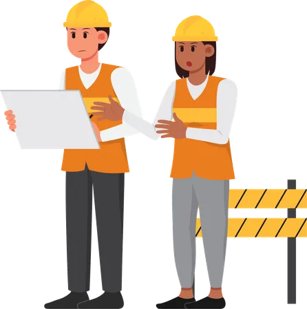 Two Engineers Working together  Illustration