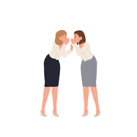 Two female coworkers talking secretly  Illustration