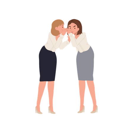 Two female coworkers talking secretly  Illustration