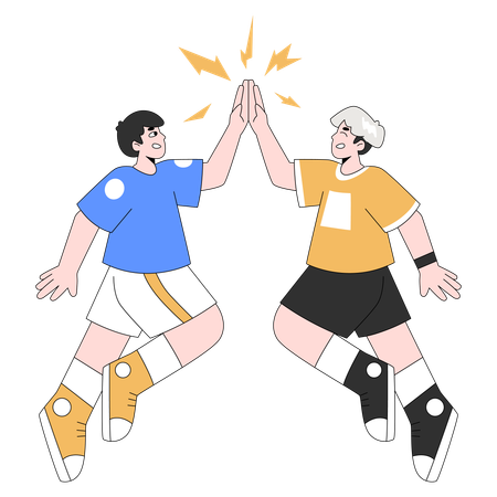 Two Folks High-Fiving  Illustration