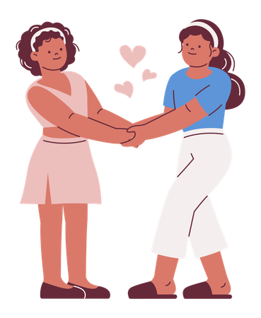 Two Friends Holding Hands  Illustration