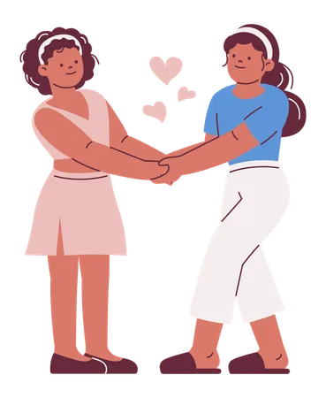 Two Friends Holding Hands  Illustration