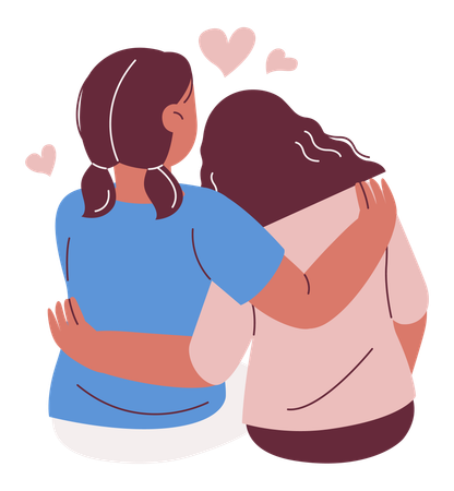 Two Friends Sharing Affection  Illustration