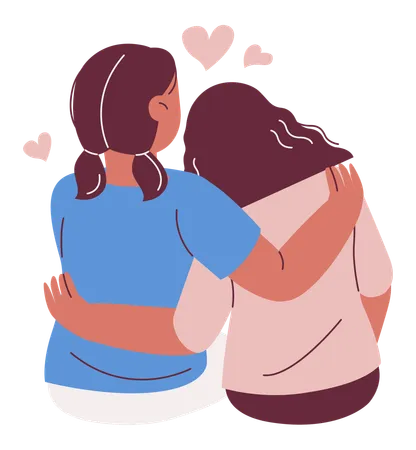 Two Friends Sharing Affection  Illustration