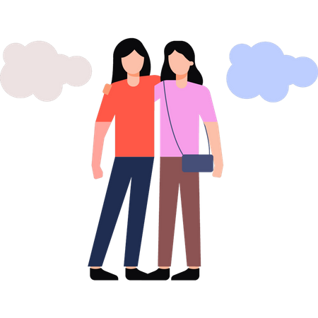 Two friends standing  Illustration
