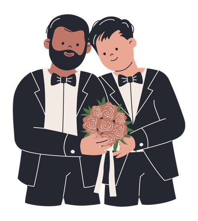 Two Gay Men Getting Married  Illustration