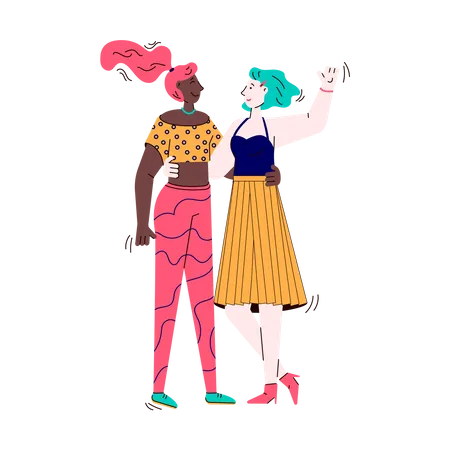 Two girl talking with each other  Illustration